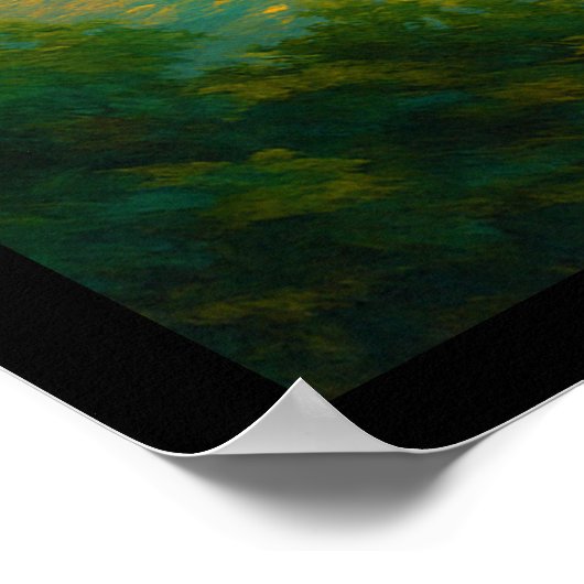 Een serene zonsopgang boven een spiegelmeer poster (Hoek)