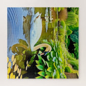 Een serene zwaan op een vijver. legpuzzel (Horizontaal)