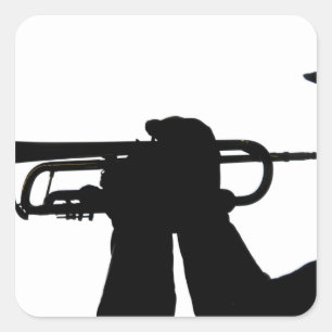 Een servicelid speelt een melodie vierkante sticker