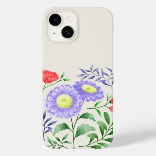 Een set bloemen geschilderd in waterverf Case-Mate iPhone case (Achterkant)