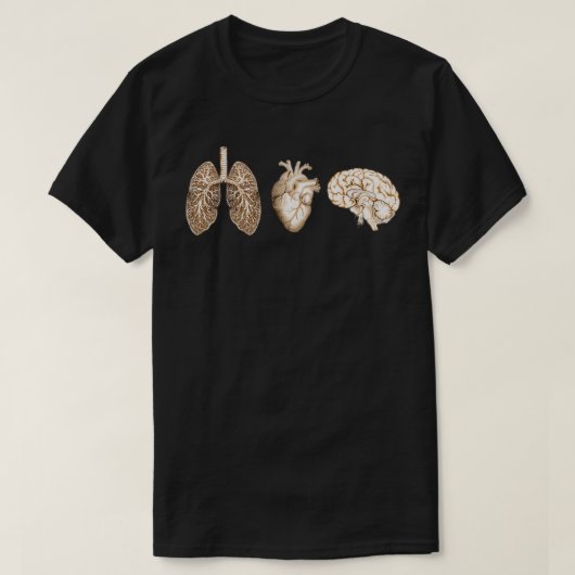 Een set menselijke orgaan-longhart- en hersenaando t-shirt (Design voorkant)