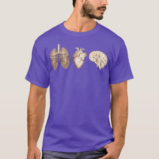 Een set menselijke orgaan-longhart- en hersenaando t-shirt