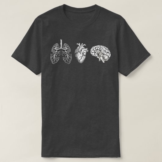 Een set menselijke organen, longhart en hersenen t-shirt (Design voorkant)