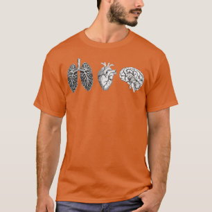 Een set menselijke organen, longhart en hersenen t-shirt