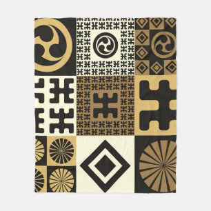 Een set naadloze japanse patronen, tribaal fleece deken