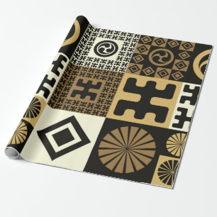 Een set naadloze patronen met japanse stijl, triba cadeaupapier