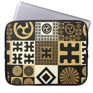 Een set naadloze patronen met japanse stijl, triba laptop sleeve