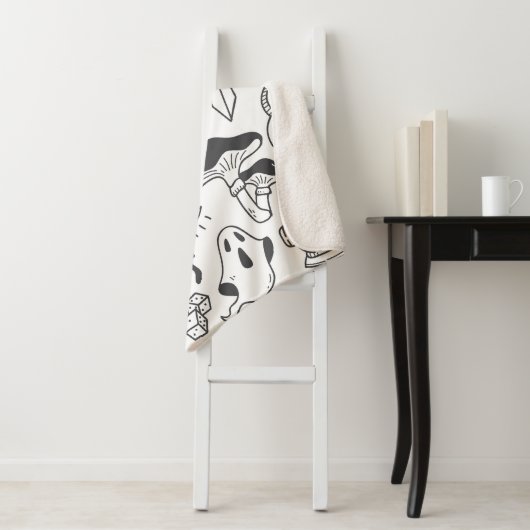 Een set schattige graffiti-doedels sherpa deken (In situ)