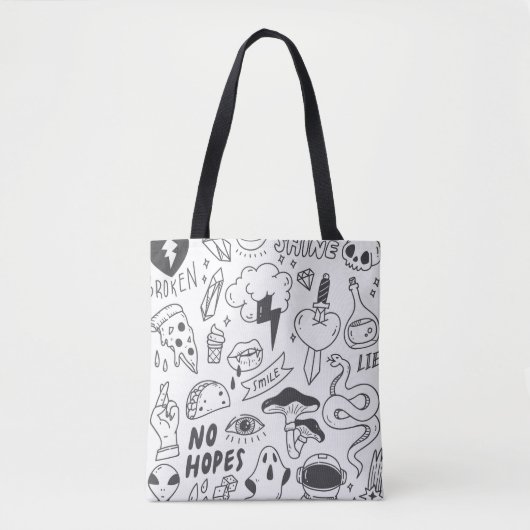 Een set schattige graffiti-doedels tote bag (Voorkant)