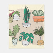 Een set schattige planten in potten. Kleurrijke bo Fleece Deken (Voorkant)