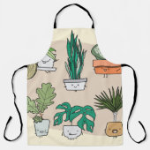 Een set schattige planten in potten. Kleurrijke bo Schort (Voorkant)