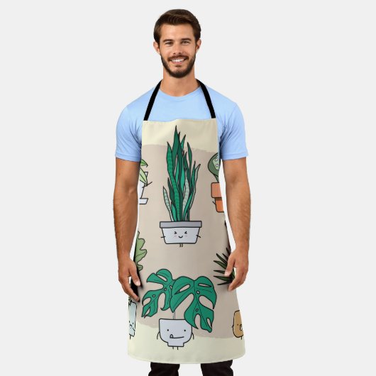 Een set schattige planten in potten. Kleurrijke bo Schort (Gedragen)