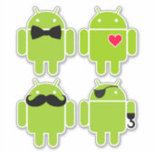 Een set van 4 Androïde robots Sticker (Voorkant)