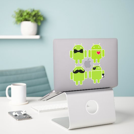 Een set van 4 Androïde robots Sticker (Laptop op bureau)