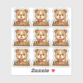 Een set van 6 Kawaii Cartoon Bulldog spelen schake Sticker (Vel)