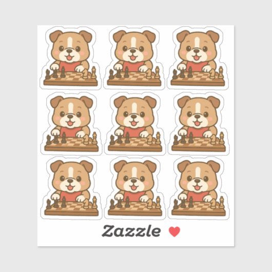 Een set van 6 Kawaii Cartoon Bulldog spelen schake Sticker (Vel)