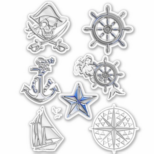 Een set van 7 nautische ontwerpelementen sticker (Voorkant)