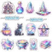 EEN SET VAN ANGSTAANJAGEND LEUKE CUSTOM NAAM HALLO STICKER (Voorkant)