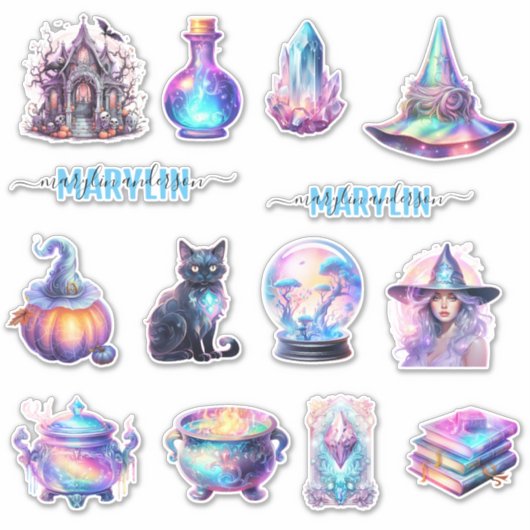 EEN SET VAN ANGSTAANJAGEND LEUKE CUSTOM NAAM HALLO STICKER (Voorkant)