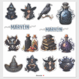 EEN SET VAN DONKER GOTISCHE HEKSERIJ AANGEPASTE NA STICKER