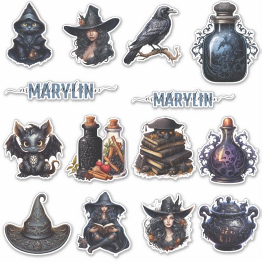 EEN SET VAN DONKER GOTISCHE HEKSERIJ AANGEPASTE NA STICKER (Voorkant)