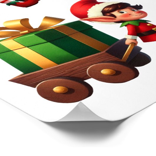 Een set van kerst Elfen in verschillende poses Poster (Hoek)