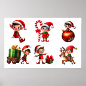 Een set van kerst Elfen in verschillende poses Poster (Voorkant)