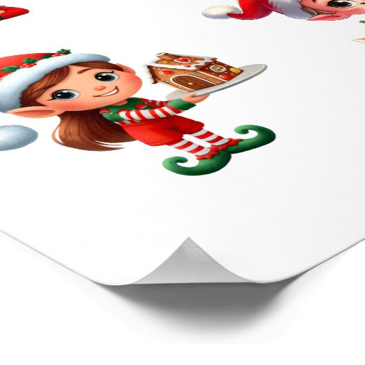 Een set van kerst Elfen in verschillende poses Poster (Hoek)