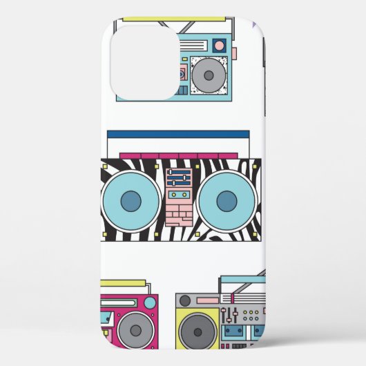 Een set van verschillende cassettespelers. Retro Case-Mate iPhone Case (Achterkant)