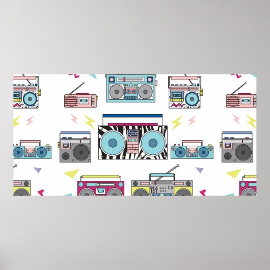 Een set van verschillende  cassettespelers. Retro  Poster (Voorkant)