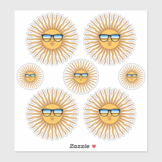Een set van zeven zon in tinten decalen sticker (Vel)
