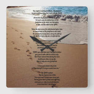 Eén set voetafdrukken vierkante wandklok