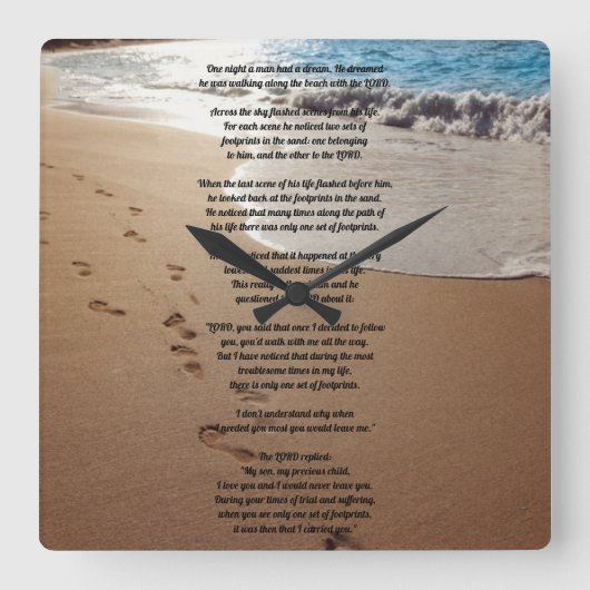 Eén set voetafdrukken vierkante wandklok (Voorkant)