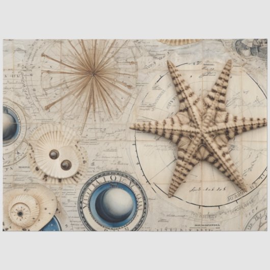 Een Shabby Chic Nautical Serie Design 14 Tissuepapier (Voorkant)