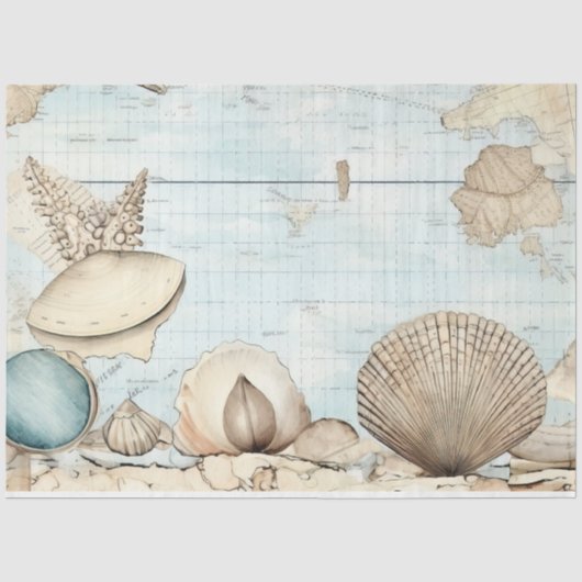 Een Shabby Chic Nautical Serie Ontwerp 1 Tissuepapier (Voorkant)