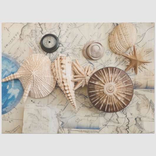 Een Shabby Chic Nautical Serie Ontwerp 2 Tissuepapier (Voorkant)