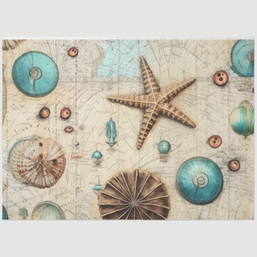 Een Shabby Chic Nautical Series Design 6 Tissuepapier (Voorkant)