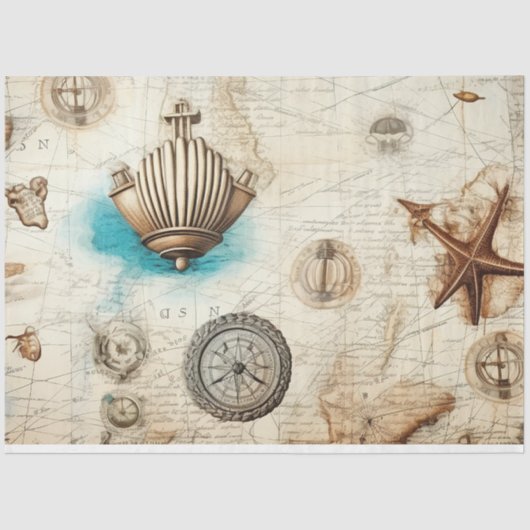 Een Shabby Chic Nautical Series Design 8 Tissuepapier (Voorkant)