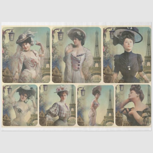 Een Shabby Chic Parisian Woman Series Design 1 Tis Tissuepapier (Voorkant)