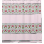 Een shabby chique roze bloem douchegordijn (Voorkant)