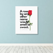 Een SHAKESPEARE GEDICHT EN EEN ROOS Canvas Print (Insitu (Houten vloer))