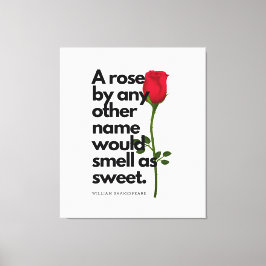 Een SHAKESPEARE GEDICHT EN EEN ROOS Canvas Print