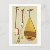 Een shamisen, een kokyu en een biwa, Japans, uit ' Briefkaart (Voorkant)