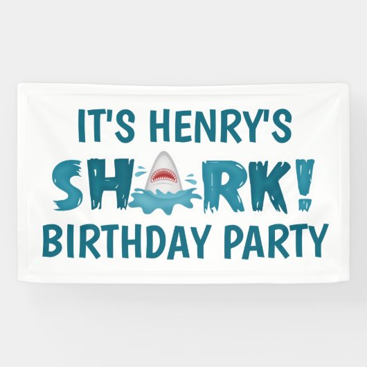 Een SHARK Kind Birthday Party Banner (Horizontaal)