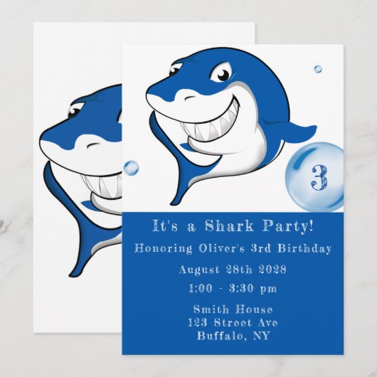 Een Shark Party Boy Birthday Kaart (Voorkant / Achterkant)