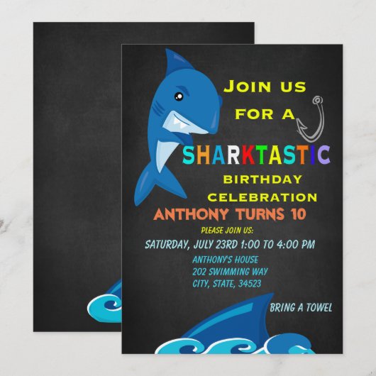 Een Sharktastic verjaardagsuitnodiging Kaart (Voorkant / Achterkant)