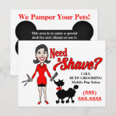 Een Shave Red Pet Grooming Adverteren Briefkaart n (Voorkant / Achterkant)