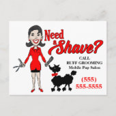 Een Shave Red Pet Grooming Adverteren Briefkaart n (Voorkant)