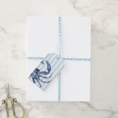 Een Shellabration | Blauwe krab thema gestreept Cadeaulabel (Met Touw)