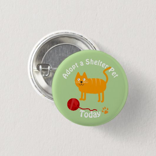 Een Shelter Pet Cat aannemen Ronde Button 3,2 Cm (Voorkant /achterkant)